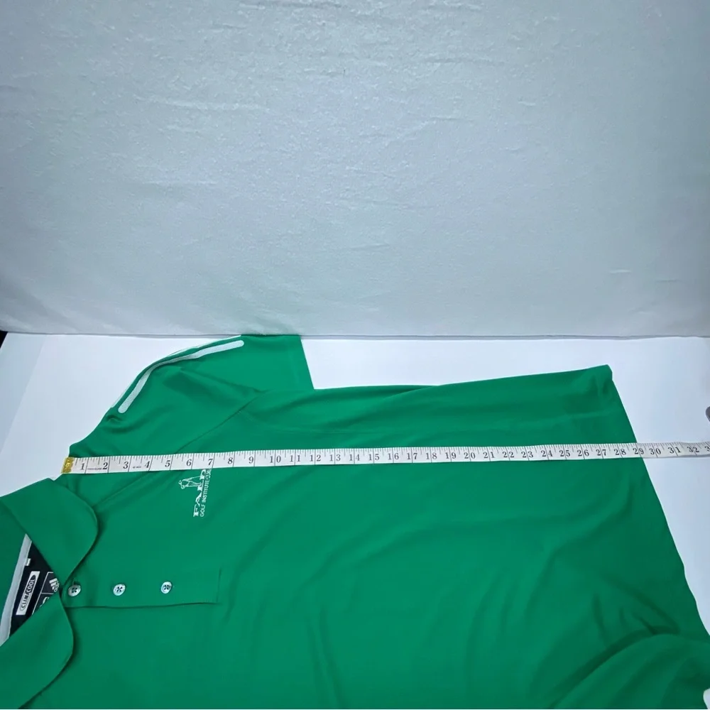 Adidas Clima Cool Mens Large Green White Golf Polo Faldo Golf Institute Marriott